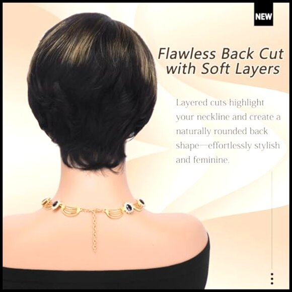 Short Pixie Cut Wig Human Hair Glueless Bangs Beginner Friendly Ready to Wear main image 5